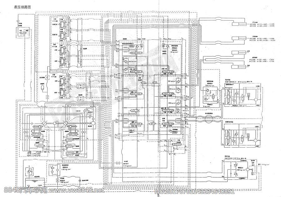 小松挖掘机PC200-5液压油路全图